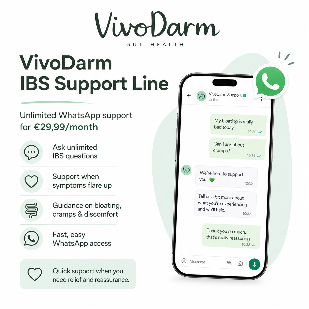 Dein persönlicher IBS Coach — direkt auf WhatsApp
